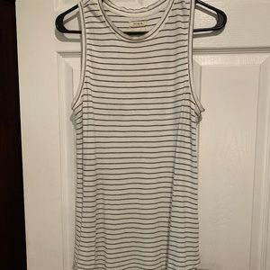 White/black or navy stripes ribbed tank tunic